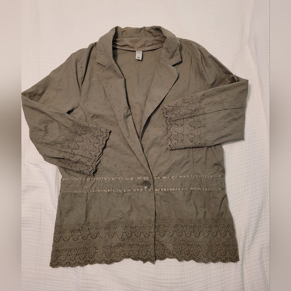 Old Navy Olive Lace-Trimmed Jacket